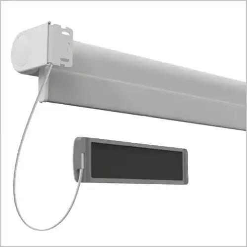 Smart roller blind with remote control and motorized operation, ideal for modern window coverings and home automation.