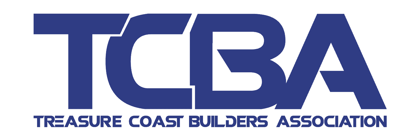 Logo of the Treasure Coast Building Association featuring bold blue text and a modern design, representing construction and community in the Treasure Coast region.